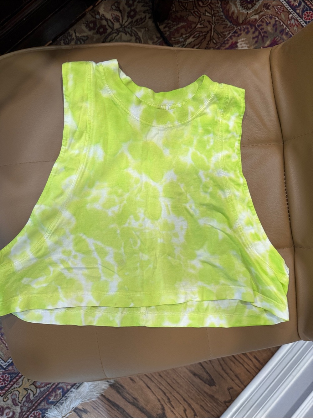 Neon Yellow Tie-Dye Cropped Tank Top - Women